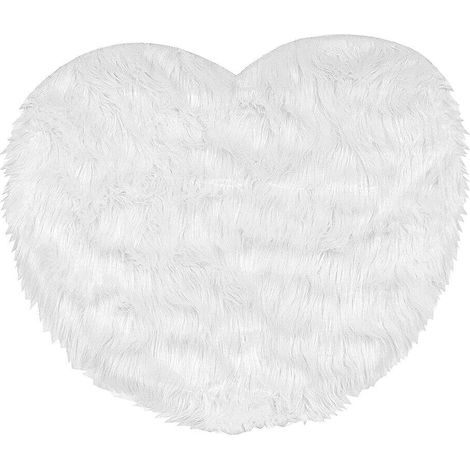 Tappeto Bagno Camera Cuore Scendiletto Pelo Lungo Shaggy Doccia Antiscivolo - Bianco