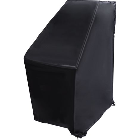 Housse de chaise d'extérieur en tissu Oxford noir imperméable, coupe-vent, anti-poussière et résistante aux UV, avec cordon de serrage ajustable par boucle. (1/5)
