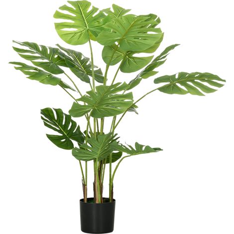Monstera artificial de 120 cm con maceta y musgo PE, verde (1/5)