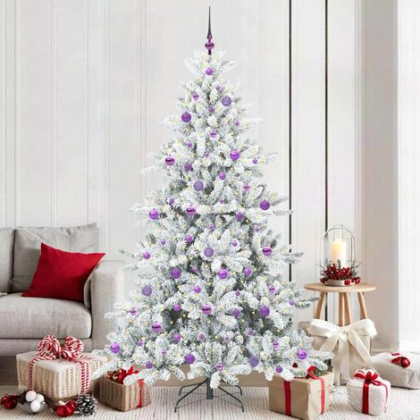 Künstlicher klappbarer Weihnachtsbaum Weiß 210 cm PVC und Stahl