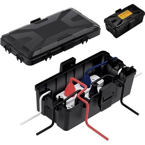 Waterproof Cable Box - Outdoor Electric Waterproof Box 26.1 x 15 x 9.4 cm with 6 Cable Passages Cable Storage Box (Black) (1/5)