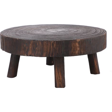 Runder Blumenständer aus Holz mit 6 cm Beinhöhe, Oberfläche mit gebranntem Tungöl. (1/5)