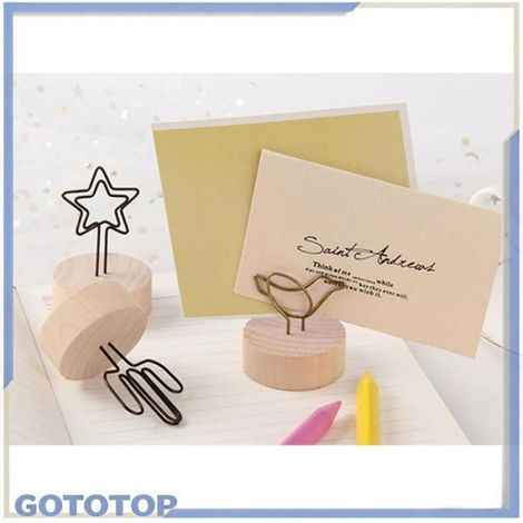 Porte-cartes De Table - Bois Et Métal - Bureau Maison Décoration Intérieure - Lot De 2 (1/4)