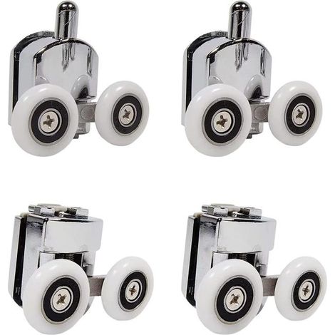 Roulettes pour porte de douche double, 4 pièces (2 supérieures + 2 inférieures - 25 mm) (1/5)