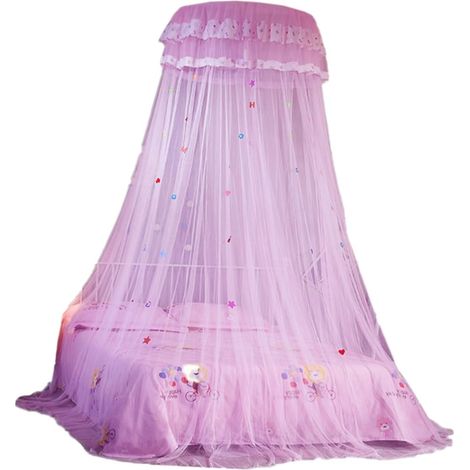 Moustiquaire en dentelle rose à suspendre au lit pour chambres et (1/5)