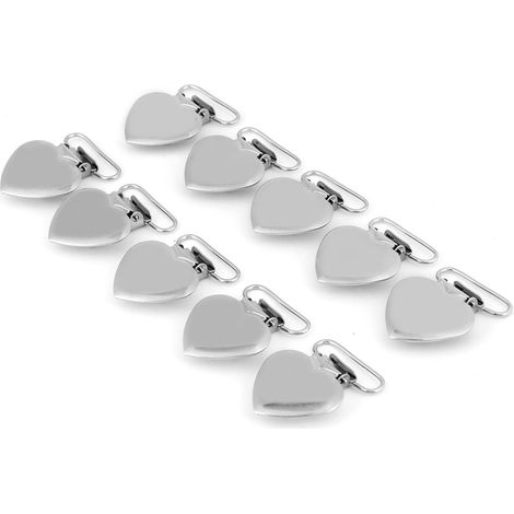 Lot de 10 attaches-tétines en métal en forme de cœur pour loisirs créatifs (1/5)