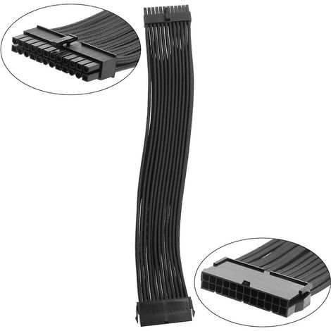 Kit d'extension de câble d'alimentation gainé, câble d'alimentation gainé sur mesure 18AWG-24PIN-Noir (1/5)