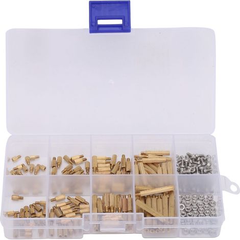 Kit de 260 entretoises filetées en laiton M2, assortiment d'écrous et de fixations, fournitures industrielles (1/5)