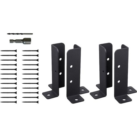 Lot de 4/8 supports de poteau de clôture en bois réglables et robustes pour améliorer la sécurité et l'installation facile des supports de poteau de clôture en métal (1/5)