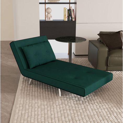 Fauteuil convertible 191x77x27 cm vert foncé en polyester avec dossier réglable et fonction lit (1/5)