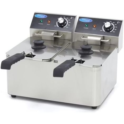 Friteuse - 2 x 4L - 2 paniers - 1,5kg de frites - Maxima