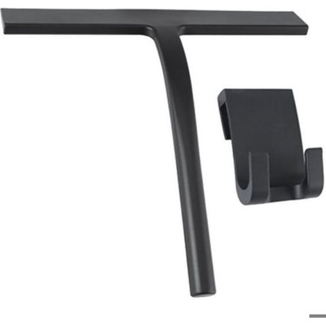 Raclette - Silicone - Noyau Acier Inoxydable - Pour Vitres Et Carrelage - 23 Cm - Noir