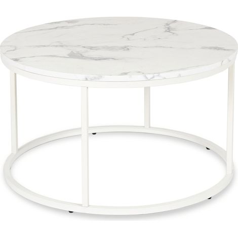 Agnes MAX Couchtisch 80 cm Weißer Marmor Modern (1/5)