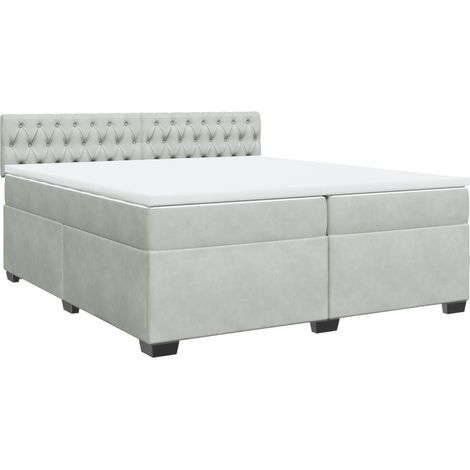 Maison Exclusive - Cama box spring con colchón terciopelo gris cl (1/5)