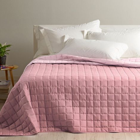 Caleffi - Copriletto Trapuntato Primaverile per letto Singolo - MODERN colore Rosa Tinta Unita in Microfibra (1/3)