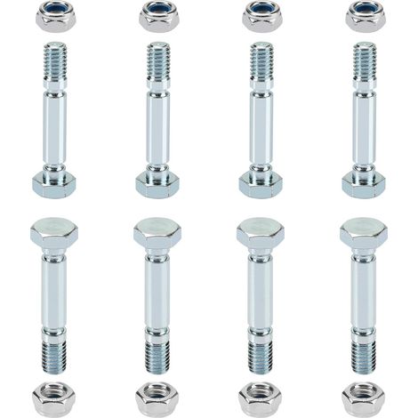 Lot de 8 - Goupille de cisaillement - Écrou - Pour souffleuse à neige deux étages - Alliage résistant - Compatible PowerSmart 303160355 - Argent (1/5)