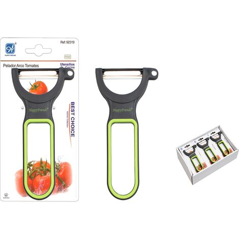 HAPPYFRIENDS pelador tomate arco , Cortador tomate arcoEstructura de plástico de alta calidadCuchilla de acero inoxidableIdeal para tomate aunque es compatible con otra
