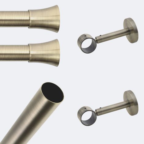 Kit de tringle à rideaux Bronze 200cm Diam.28mm Embout Pommeau - Fixation Mur - Boulet (1/3)