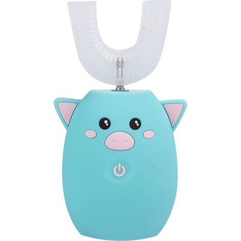 Brosse à dents électrique sonique en forme de U pour enfants, nettoyage intelligent, outil d'hygiène bucco-dentaire, vert, adapté aux 2-6 ans (1/5)