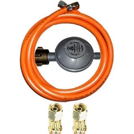 1 Régulateur de pression 50 mbar, Tuyau gaz PVC 80 cm, Raccord gauche 1/4 pouce, Pour camping barbecue