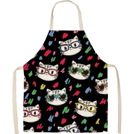 Tablier Cuisine Chat Bavoir Ajustable pour Homme et Femme Adulte, Motif Chat, Amusant et Mignon, pour la Cuisine, la Maison, le Mafé, le Restaurant ou le Jardin, Noir Unisexe (1/5)