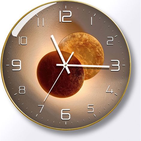 royaluxe - Horloge Murale Design Moderne Silencieuse, Horloge Murale Mute Silencieuse Pendule Murale pour La Chambre Cuisine Salon, Horloge Murale Digitale pour Bureau et Cafétéria - Or (1/5)