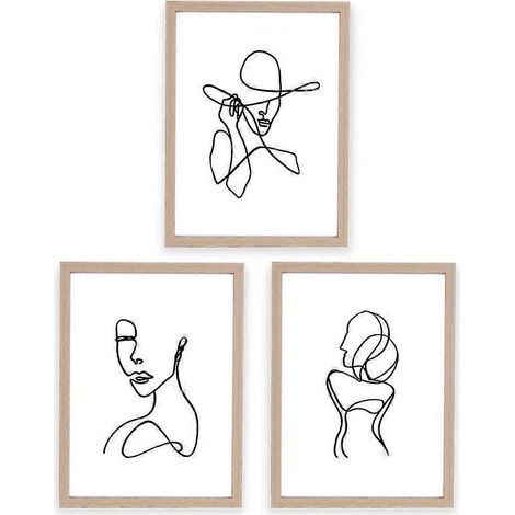 Décoration murale minimaliste sans cadre, représentant la silhouette d'une femme, avec collage et cadre photo abstrait. Affiche moderne pour la chambre à coucher. (1/4)
