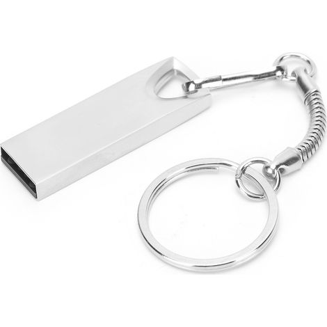 Clé USB 2.0 Métallique Miniature 64 Go Argentée avec Anneau Triangulaire pour Ordinateur Portable