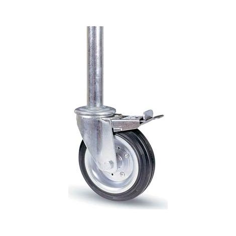 RUOTA A FORCELLA TUBI INNOCENTI +FERMO 103BI AVO  A/ZINCR/GOMMA NERA MM 200X50 PERNO GIR MM 40X190