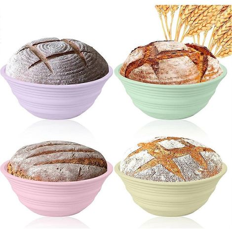 1 lot de 4 paniers de fermentation pliables pour four domestique, grande capacité, pour la fermentation de la pâte à pain et la cuisson à haute température. (1/5)
