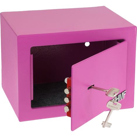 HMF 49216-15 Möbeltresor Doppelbartschloss, Safe Tresor klein mit Schlüssel, 23 x 17 x 17 cm, Pink (1/5)
