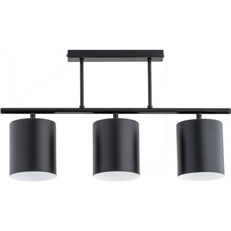 Alfa ARCZI Minimalist Black Linear Ceiling Lamp, 3-Light Metal Fixture with White Accents, 3xE27 Sockets (max 15W), 61cm Modern for Living Room, Dining, Office