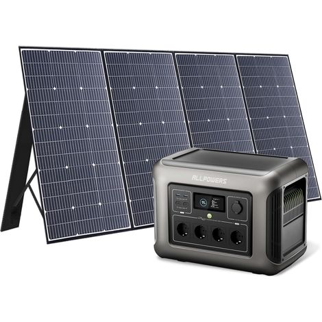 ALLPOWERS R1500 Tragbare Powerstation mit 400W Solarpanel, 1152Wh LiFePO4 Batterie mit 1800W AC Ausgang Solargenerator, 43dB Leise Betrieb Mobile Notstromversorgung für Garten Reise Camping Wohnmobile
