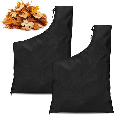 Lot de 2 sacs de ramassage respirants universels avec filet pour souffleur de feuilles avec fermeture éclair pour pelouse, jardin (1/5)