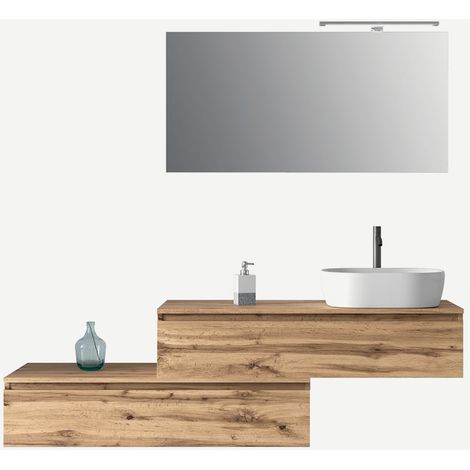 Astra Badezimmermöbel-Set mit Spiegel und Waschbecken, 5-teilig - Natur