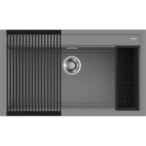 Lavello Elleci Incasso 1 vasca 86x51 Best 360 Bundle Metaltek Grigio Titanium LMB36073K2 (1/3)