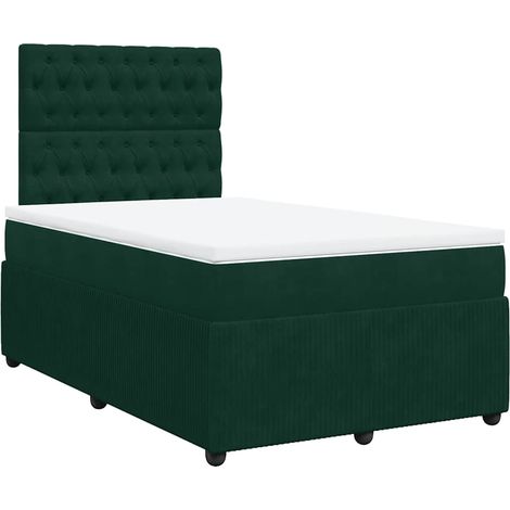 Maison Exclusive - Giroletto a Molle con Materasso Verde Scuro 120x200 cm Velluto (1/5)