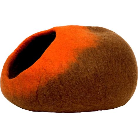 Lit Niche Grotte pour Chat Maison pour Chat, Ombré Brun/Orange, Coloré et Amusant, Robuste à l'extérieur