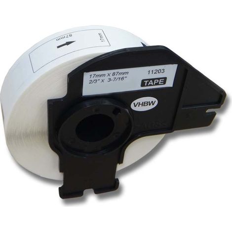 vhbw Label Roll with Holder 17mm x 87mm (300 Label) compatible with Brother PT QL720NW Label Maker