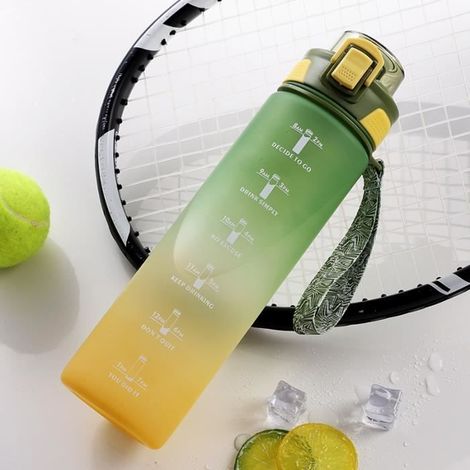 Gourde Sport 1L - Bouteille d'eau avec Paille - Anti-fuite - Plastique Gourde Reutilisable pour la Gym,L'école,Le burea,L'extérieur
