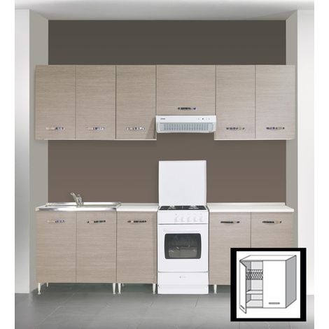 Kit cucina pensile scolapiatti 2 ante 80x30x72h finitura larice grigio - Salone (1/6)
