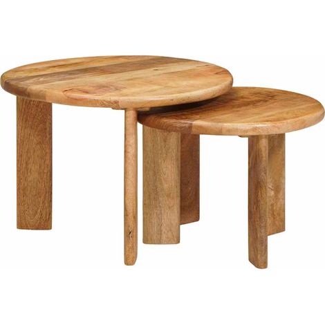Mesas de Café Nido 2 pcs Marrón Madera de mango maciza vidaXL