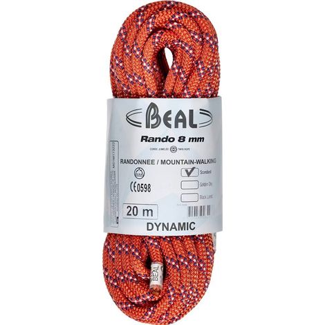 Cuerda de senderismo glaciar Beal Rando de 8 mm y 20 m - naranja