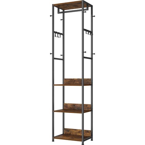 Vasagle – Portemanteau avec 4 étagères et tringle – Cadre en acier noir – Charge maximale 100 kg – Dimensions 30,5 x 47 x 180 cm