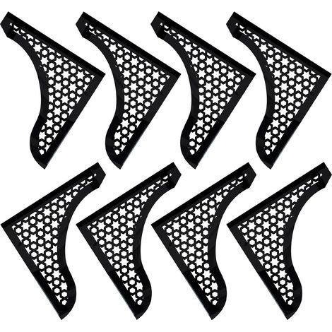 Lot de 8 Stickers D’Angle Miroir en Acrylique Noir Autocollants pour Meubles Décorations Murales Résistantes aux Rayures Cuisine Salon et Placards (1/5)