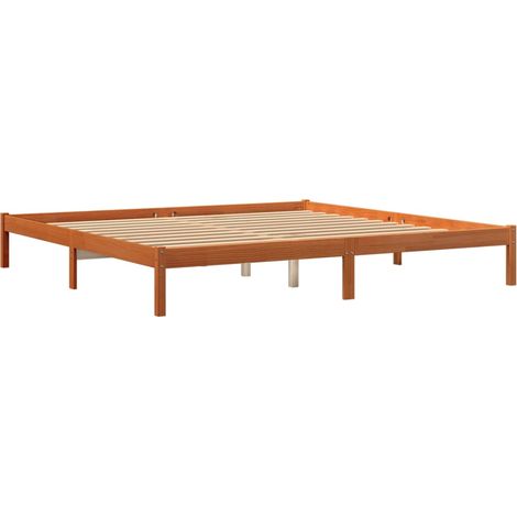 Cadre de lit marron 200x200 bois de pin massif (1/5)