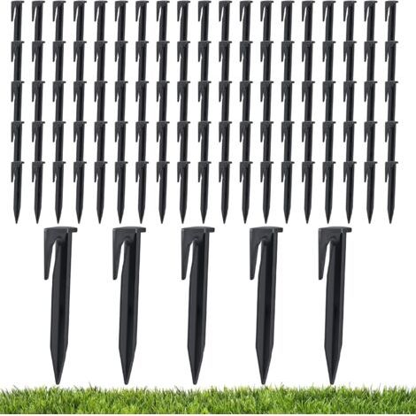100 piquets de fixation pour câbles périmétriques, crochets pour robot tondeuse, piquets de terre pour câbles périmétriques, supports de câbles, compatibles avec Worx, Husqvarna et Gardena
