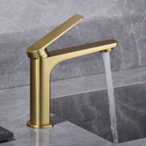 Imex - Grifo Monomando Lavabo Caño Bajo Oro Serie Nápoles (1/5)