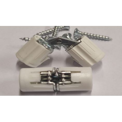 2 PEZZI - CERNIERE INVISIBILI Ø14MM - INPLASTICA BIANCA CON VITI Ø3mmx20