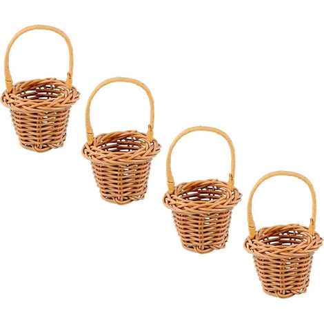 Panier à fleurs DIY Mini panier en rotin compatible décoration 4 pièces jouet fait main (1/5)